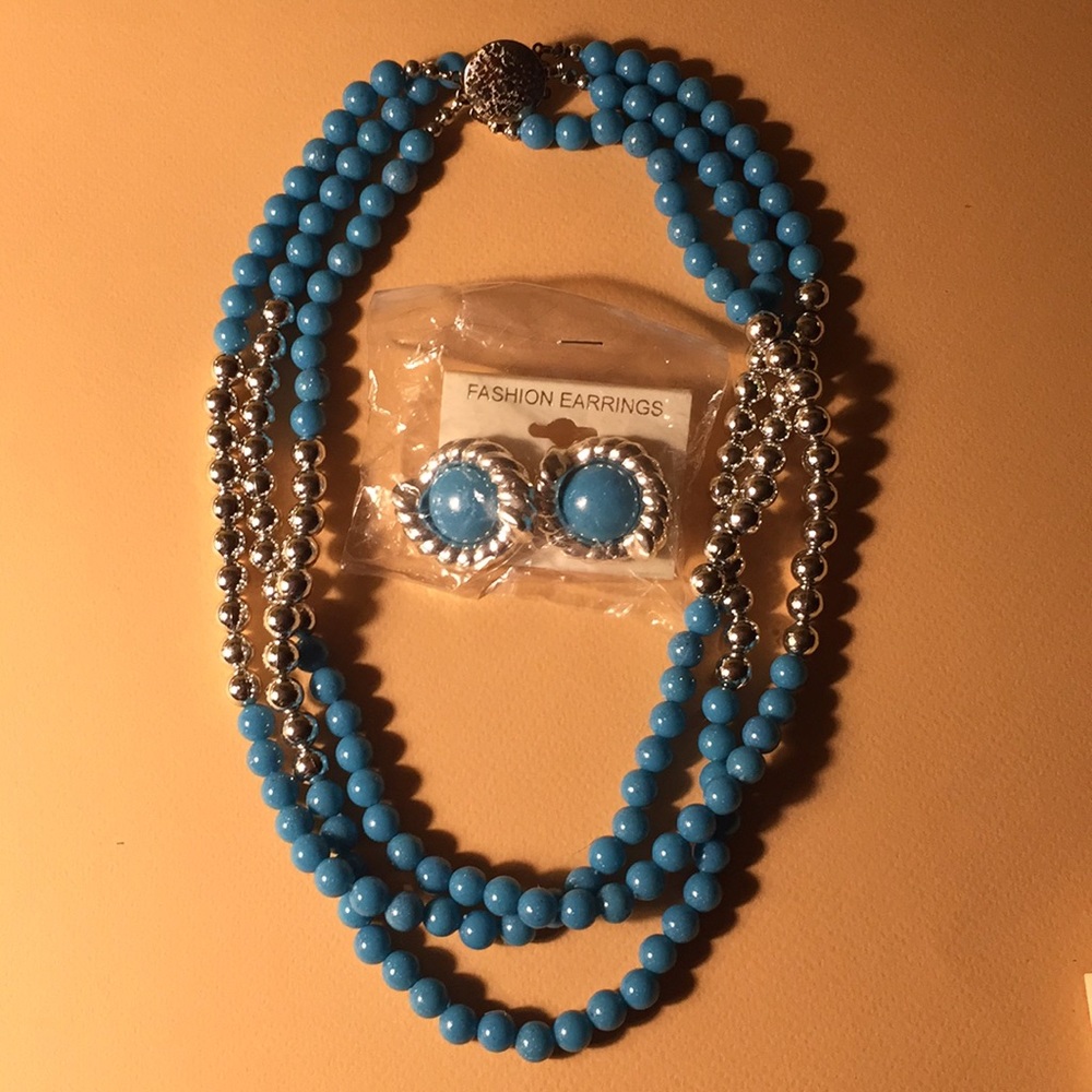 Beaded Necklace and Earrings